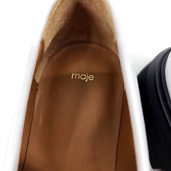 Maje Women's White Leather Chunky Platform Lug Loafers French Size 39/ US 8.5 - Picture 3 of 7